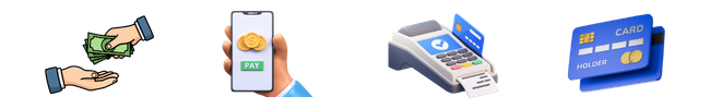 Cash, online, POS, and card payment options available on OncallBooking
